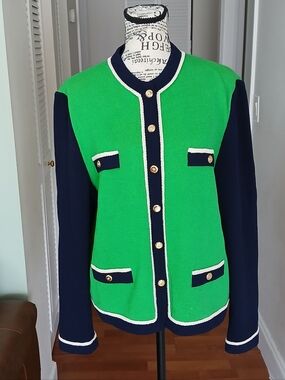 Vintage ST JOHN COLLECTION Marie Gray Santana Knit Cardigan Sweater